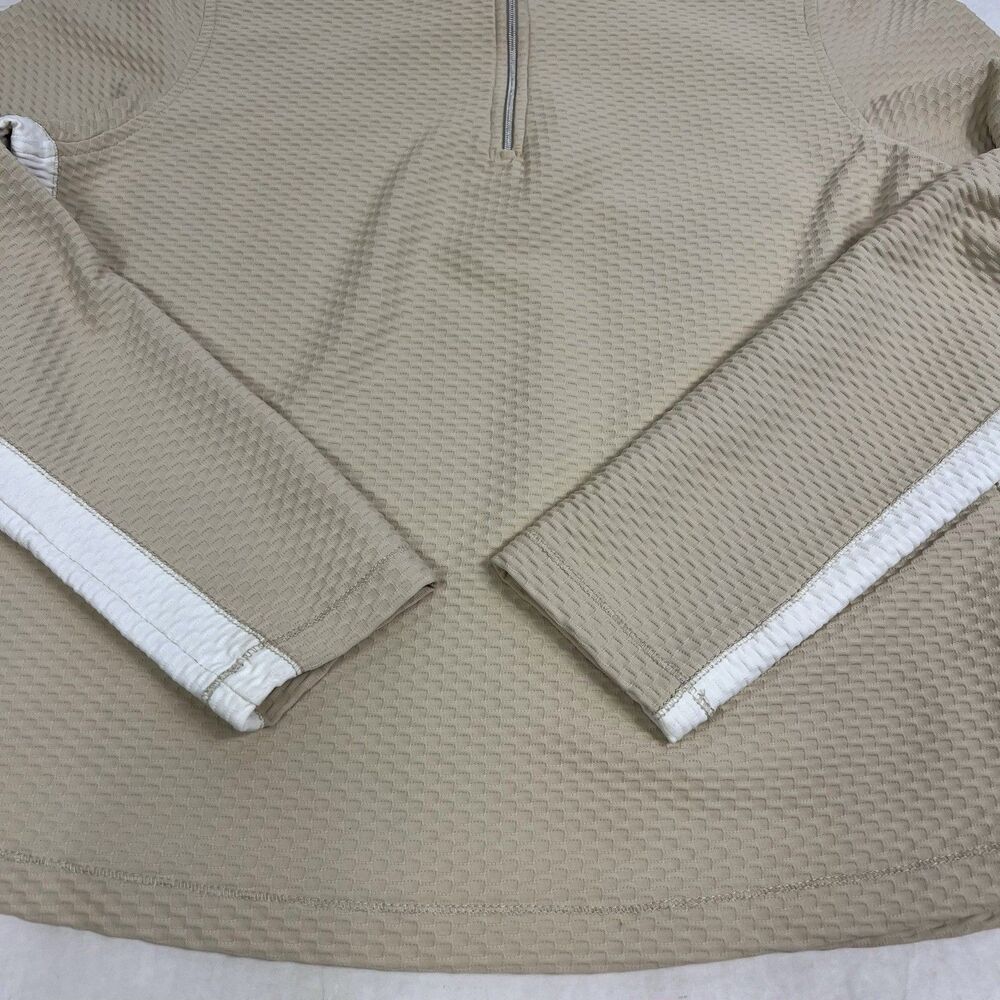 Tail Tech Golf Beige White Textured 1/4 Zip Long Sleeve Pullover Women’s Medium - Picture 4 of 10